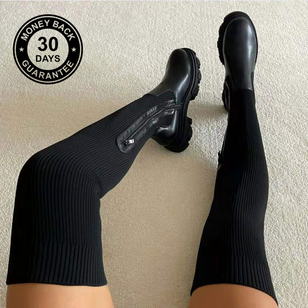 Thigh High Stretch Knit Boots